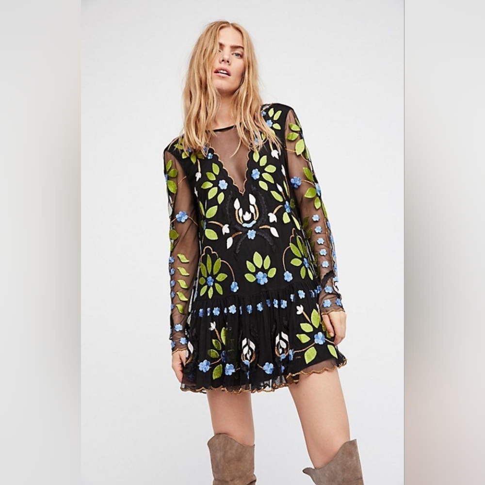 Free People Hearts are Wild Embroidered Dress | Women's M